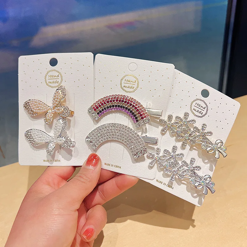

Korea Trendy Fashion Small Hair Clips for Women Luxury Rhinestone Hairpins for Hair Women Flower Metal Hair Crab Accessories