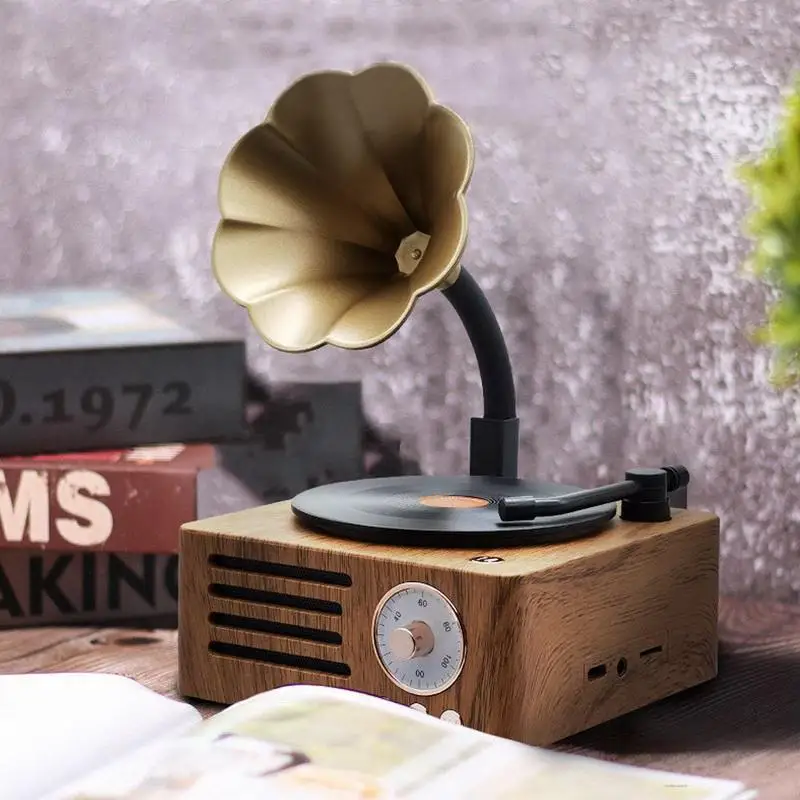 

Gramophone Bluetooth Speaker Mini Retro Trumpet Audio Rotary Record Player