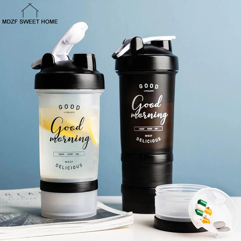 

MDZF SWEETHOME Portable Sport Water Bottle Outdoor Travel Carrying Bottle 3Layers Design with Protein Shaker Water Bottles