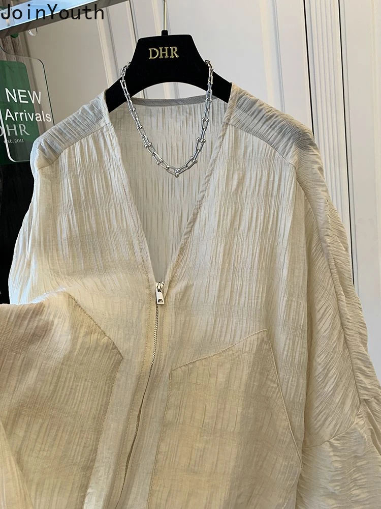 Женская винтажная куртка на молнии Тонкий Повседневный укороченный топ с