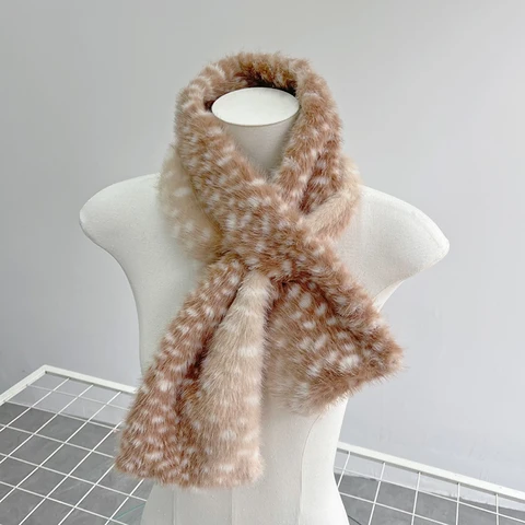 Женский зимний плюшевый шарф с оленем