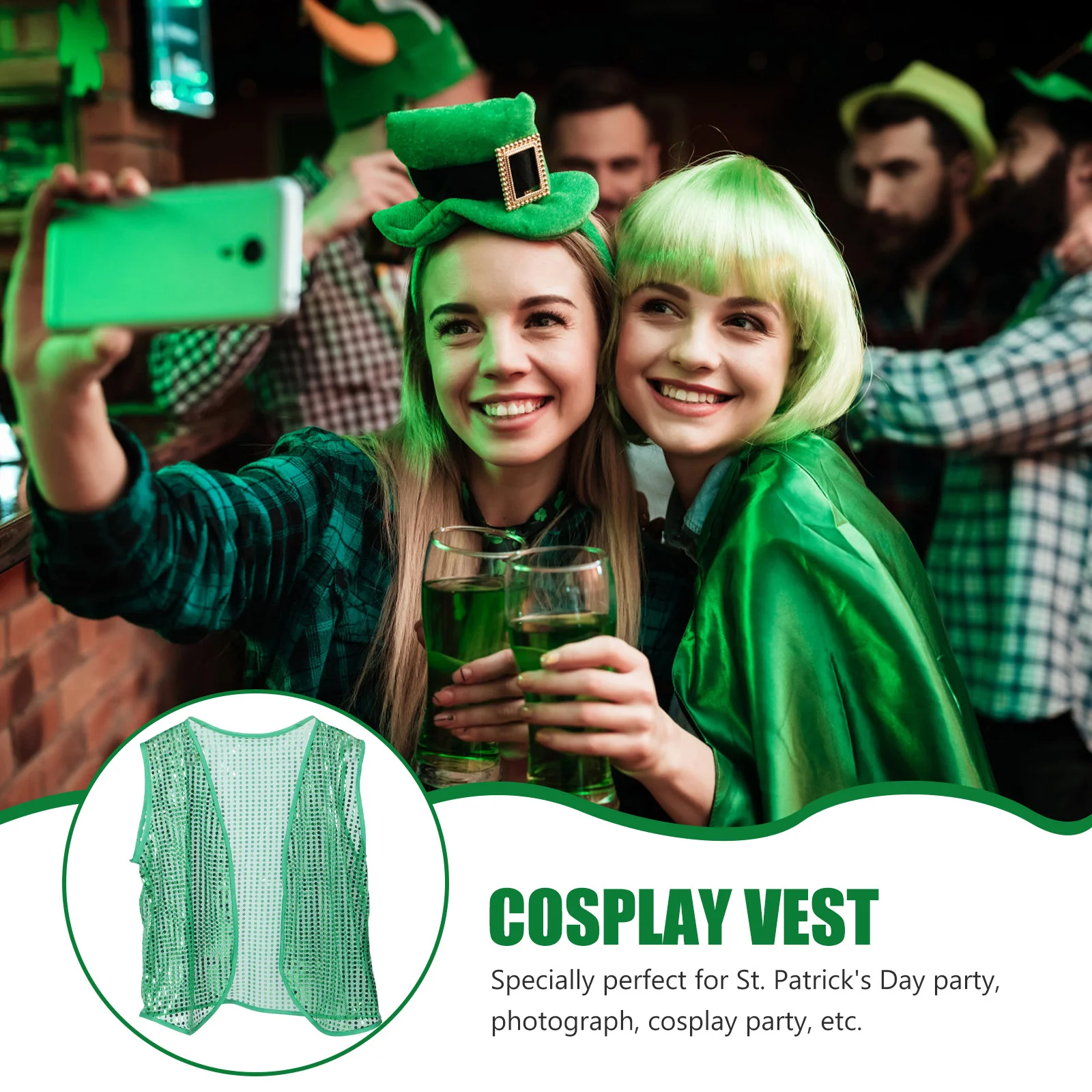 

Day S Patrick St Vest Patricks Outfit Cosplaycostume Accessories Party Leprechaun Waistcoat Paddy Festival Dressprop Accessory