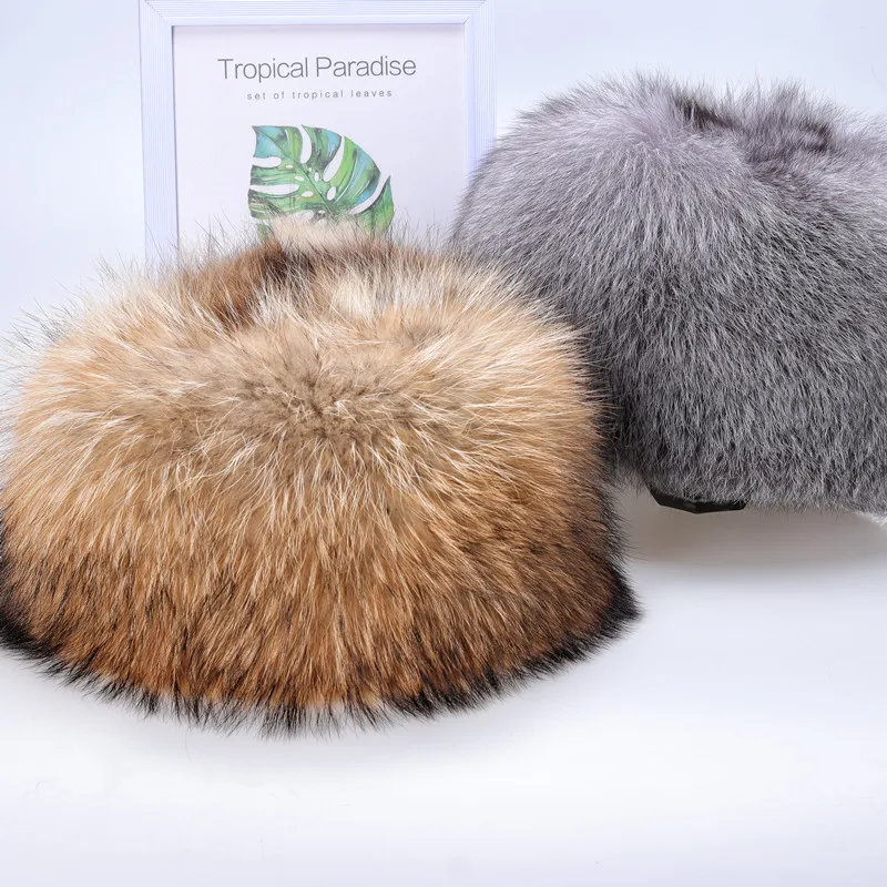 Теплая женская зимняя пушистая Толстая шапка с хвостом из натурального Меха