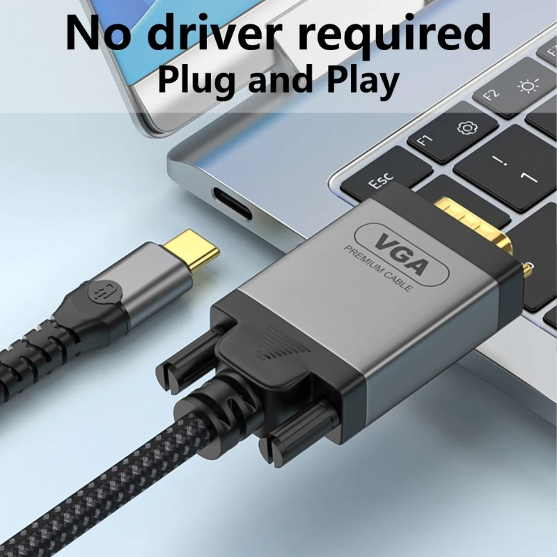 Кабель-адаптер USB Type C к VGA преобразователь типа папа-па видеовыход 1080P с