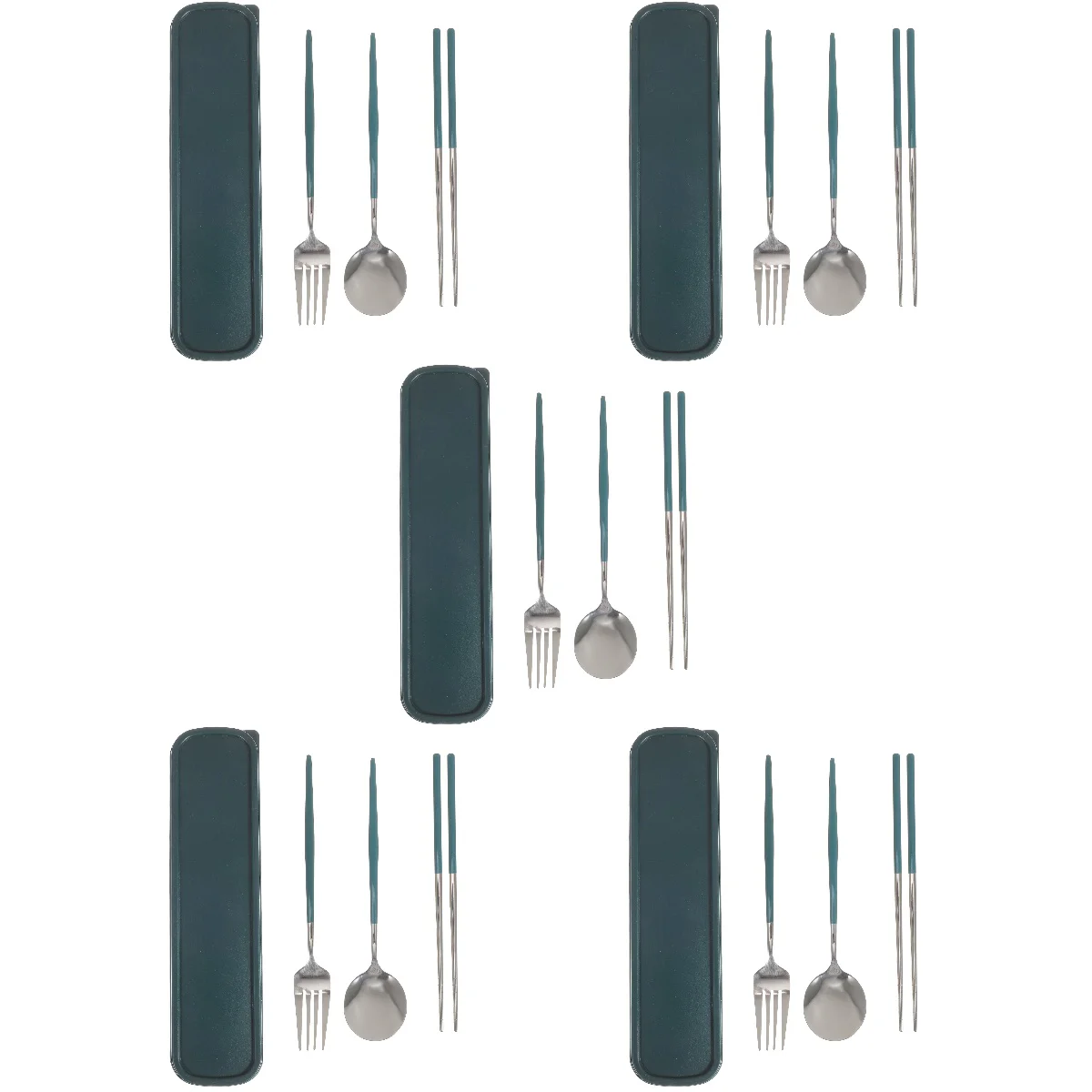 

5 Sets of Multi-function Convenient Lightweight Boxed Portable Stainless Steel Cutlery for Students Picnic