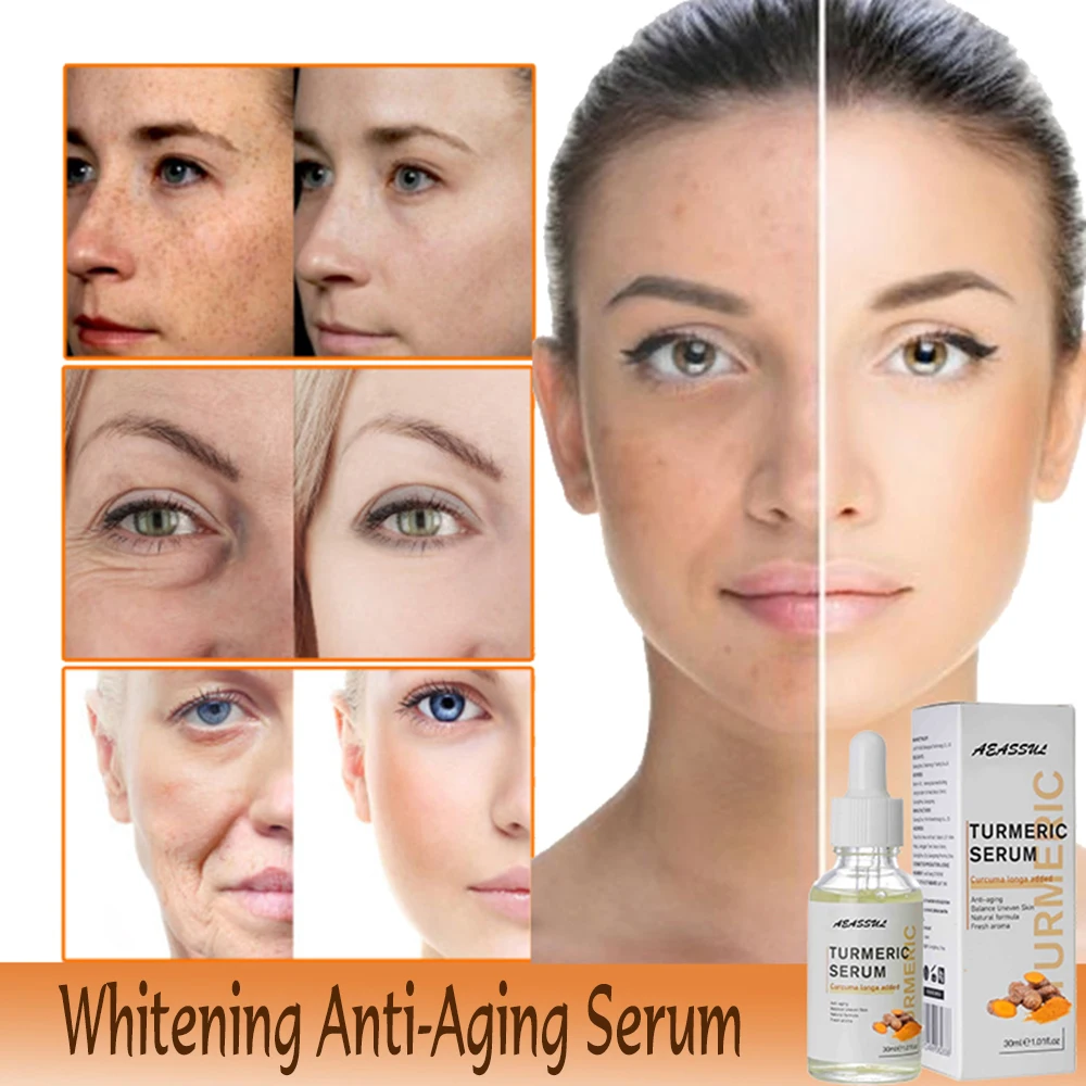 

Turmeric Whitening Anti-Aging Face Serum Dark Spot Remover Acne Scar Bright Skin Anti-wrinkle Essence Skin Care