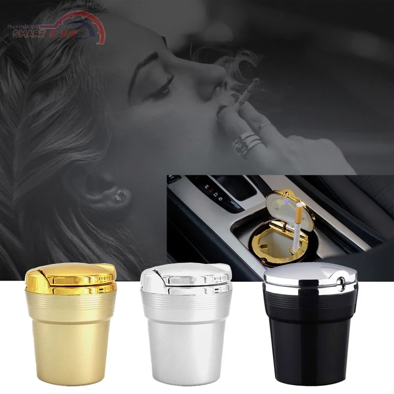 

Car Ashtray With LED Blue Light Windproof for Outdoor Sealed Design Travel Home E8BC