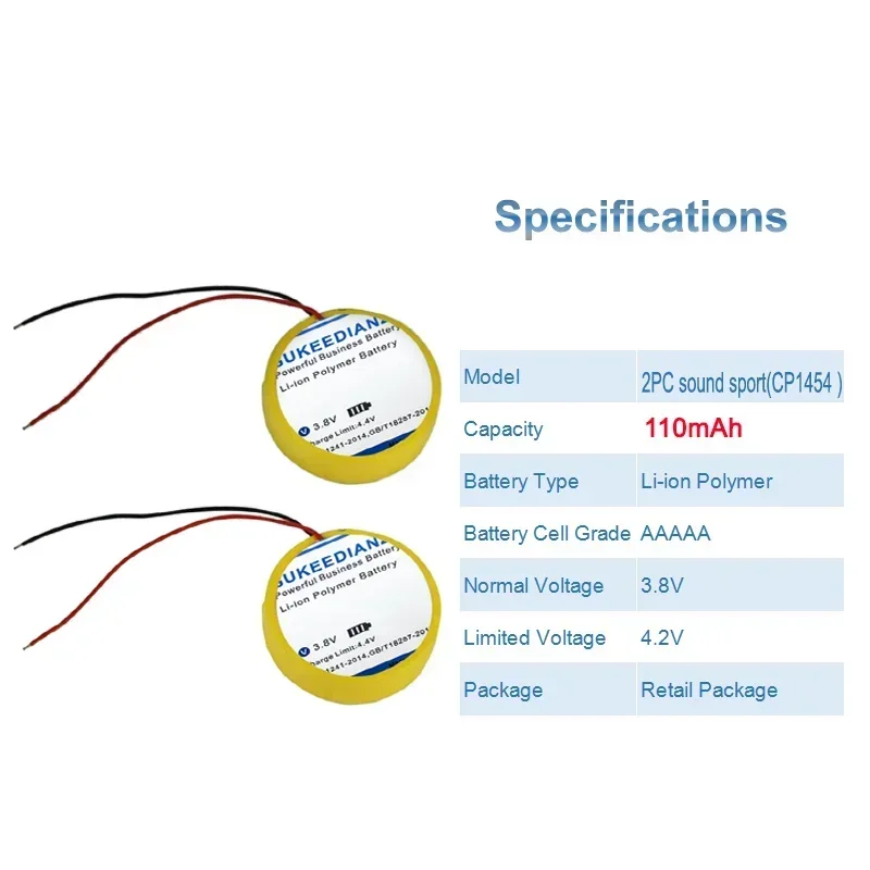 Сменные аккумуляторы большой емкости CP1454 110 мАч для Bose Sound Sport беспроводная