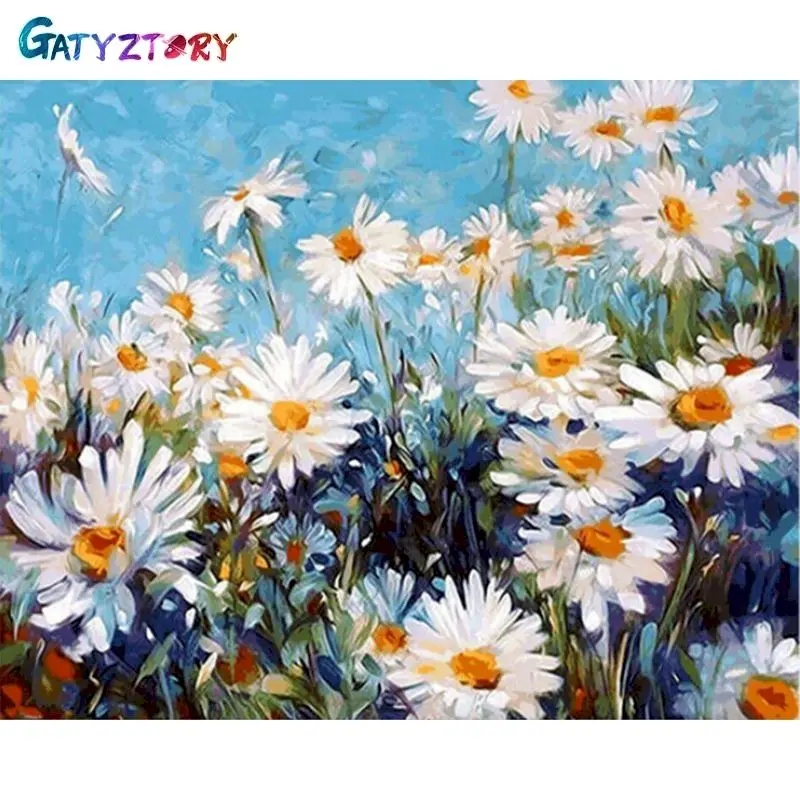 

GATYZTORY DIY Chrysanthemum Painting By Numbers DIY Handpainted Oil Painting Kits Hand Painted Paintings Art Gift Home Decor