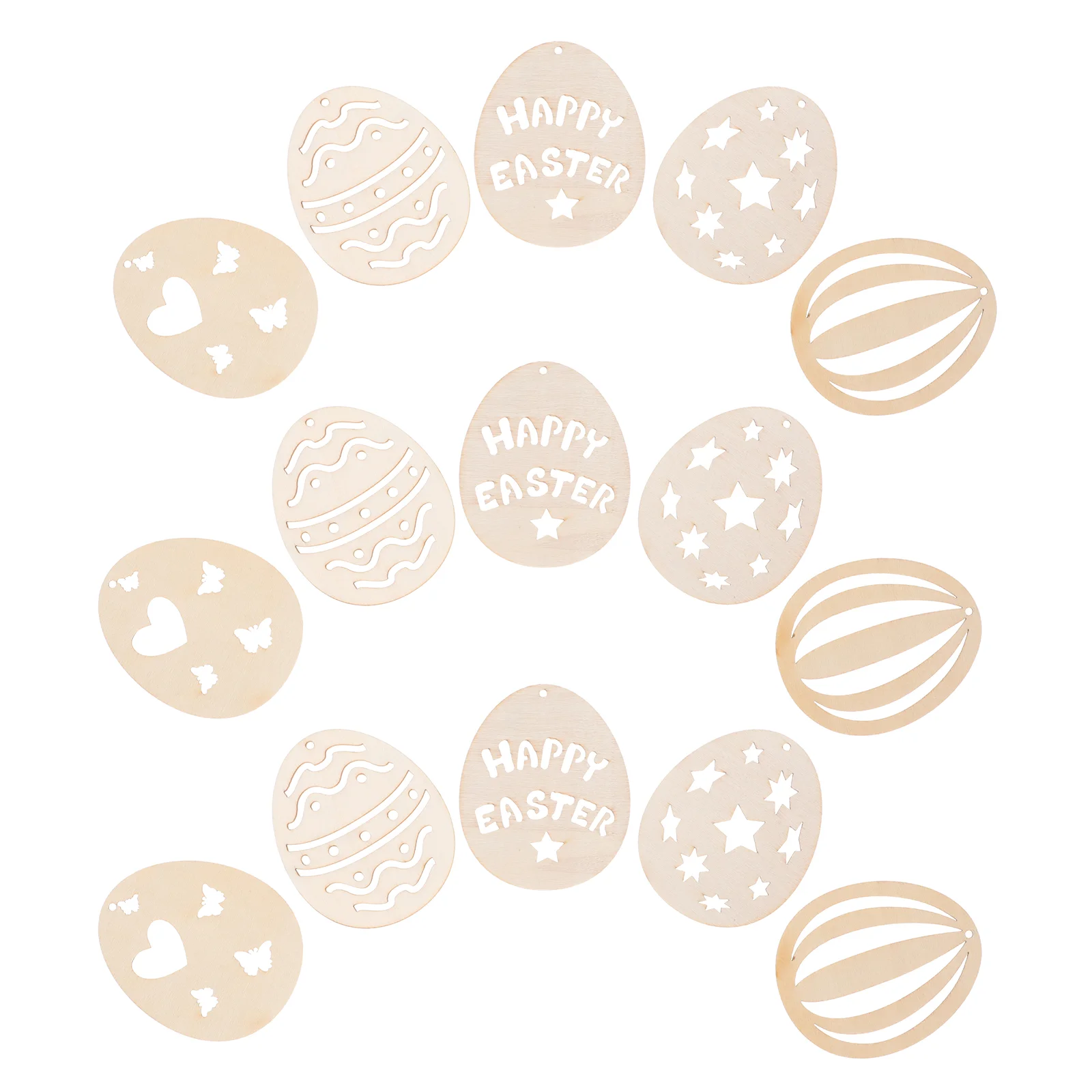 

50Pcs Decorative Easter Egg Craft Party Hanging Adorn DIY Wooden Adorn Mixed Style