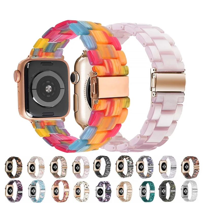 Resin strap for iWatch Apple Watch series UItra 8 7 6 5 4 SE 44mm 42mm 40mm 38mm strap steel  bracelet for iwatch 45mm 41mm 49mm