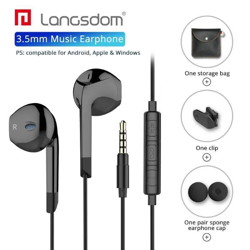 

Langsdom Wired Earphone E6U portable Super Bass Stereo In-ear Earphones Gaming Headset With Microphones