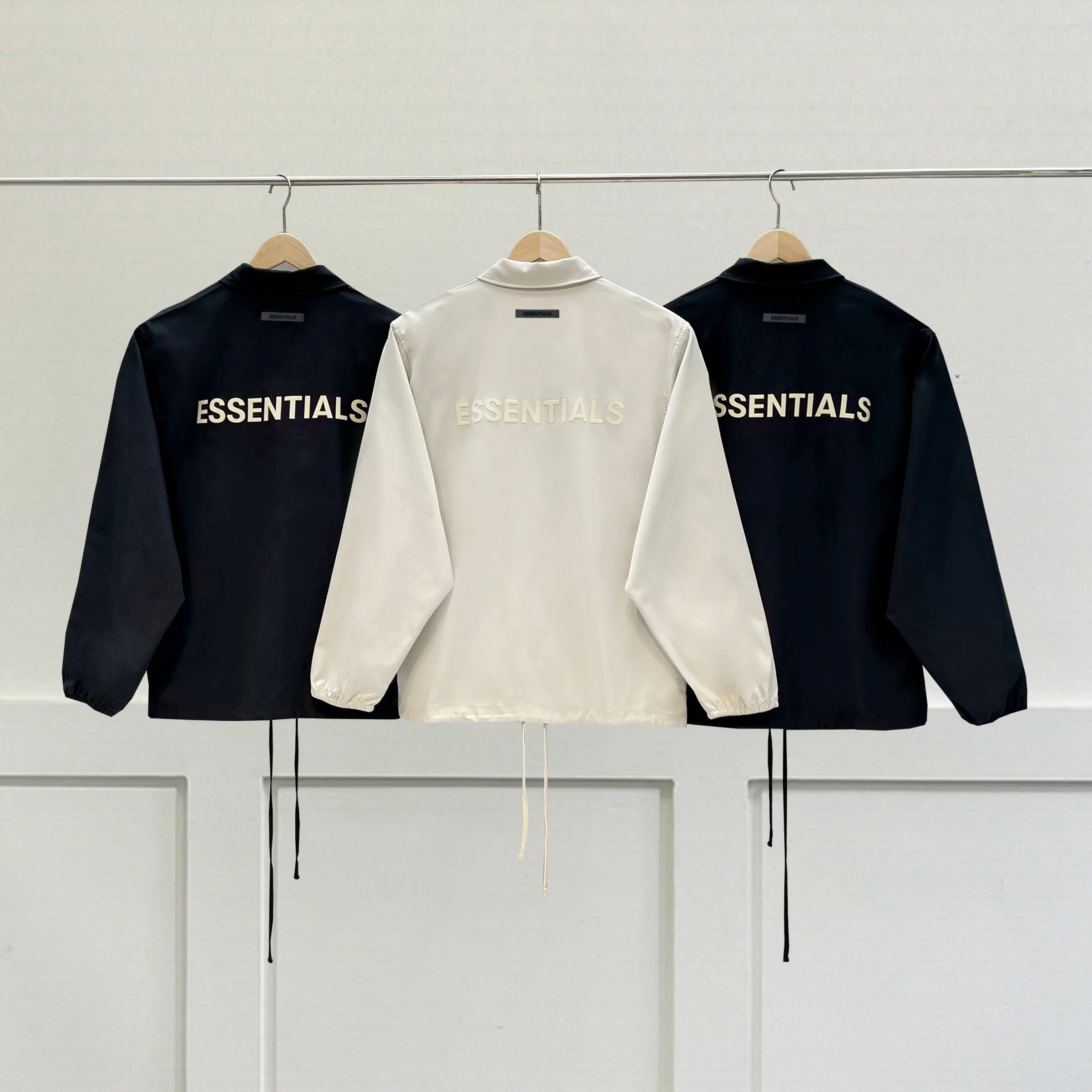 

High-quality ESSENTIALS American High Street Loose flocking trainer Jacket reflective alphabet men's coat