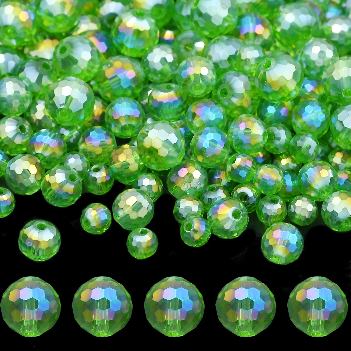 Австрийский Кристалл 96 Граненый Шар Свободные Бусины Травянистый Зеленый AB