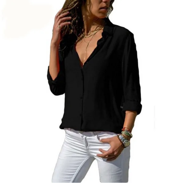 Spring Autumn 2022 Casual Blouse Long Sleeve Elegant Women Tops Single Row Button Women Clothes Streetwear Women Black Red Shirt