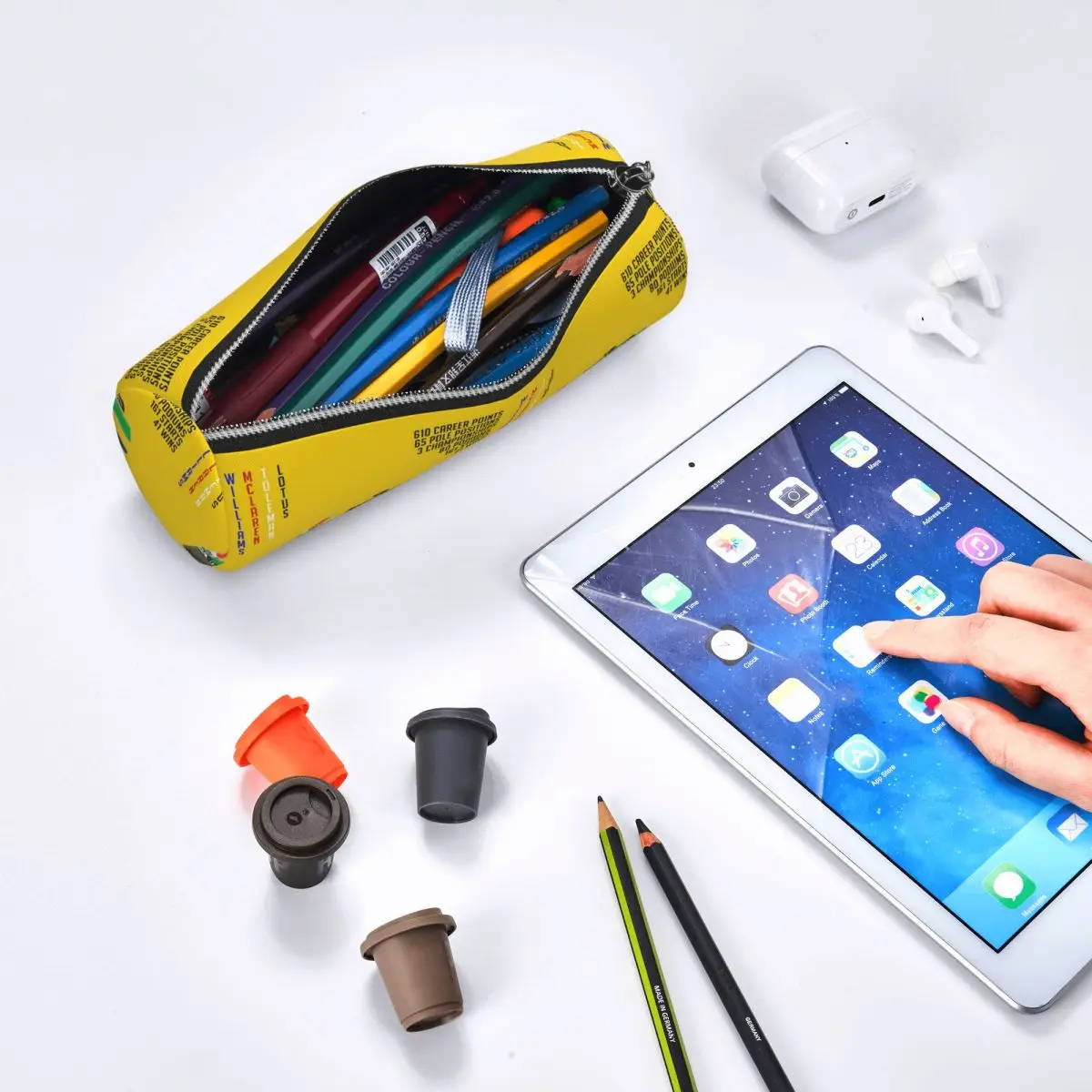 Фото Пенал-цилиндр Ayrton Senna 1991 Helmet Work Racing для мальчиков и девочек, школьный пенал для ручек и карандашей №5