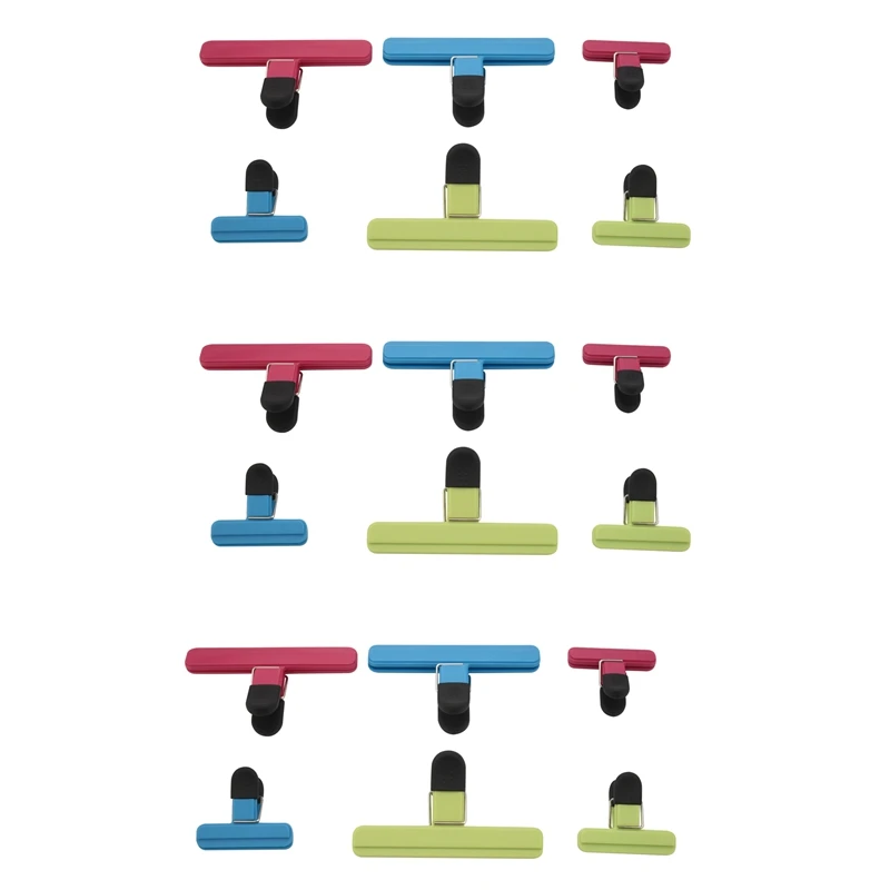 

9X Large Chip Bag Clips Food Clips Plastic Heavy Duty Air Tight Seal Grip Assorted Colors For Coffee Potato And Food