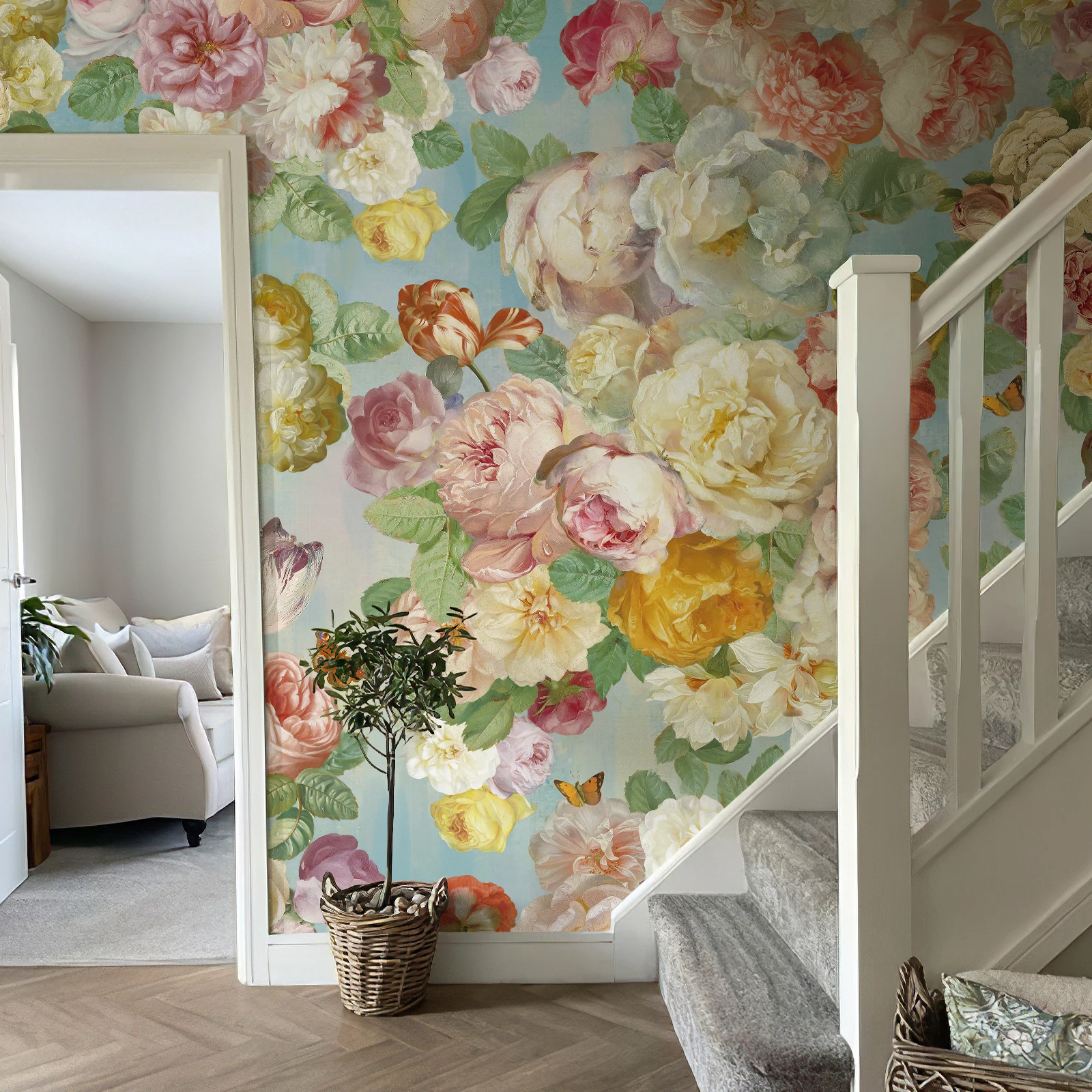 Zeeko розовая Цветочная Акварельная Настенная роспись пилинг и наклейка холст