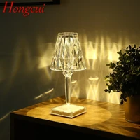 hongcui modern table lamp creative design portable led crystal rechargeable touch desk light fashion for home bedroom
