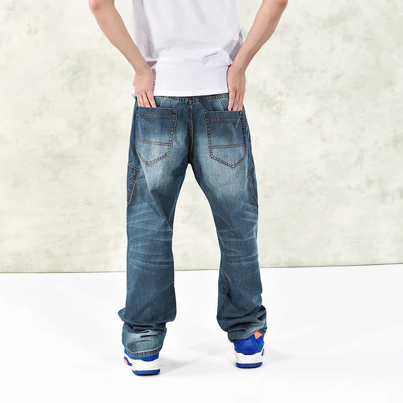 Mens Jeans Trendy Autumn Winter Loose Fat Hip Hop Large Skateboard Pants Streetwear Men Baggy Jeans Full Length Denim Trousers