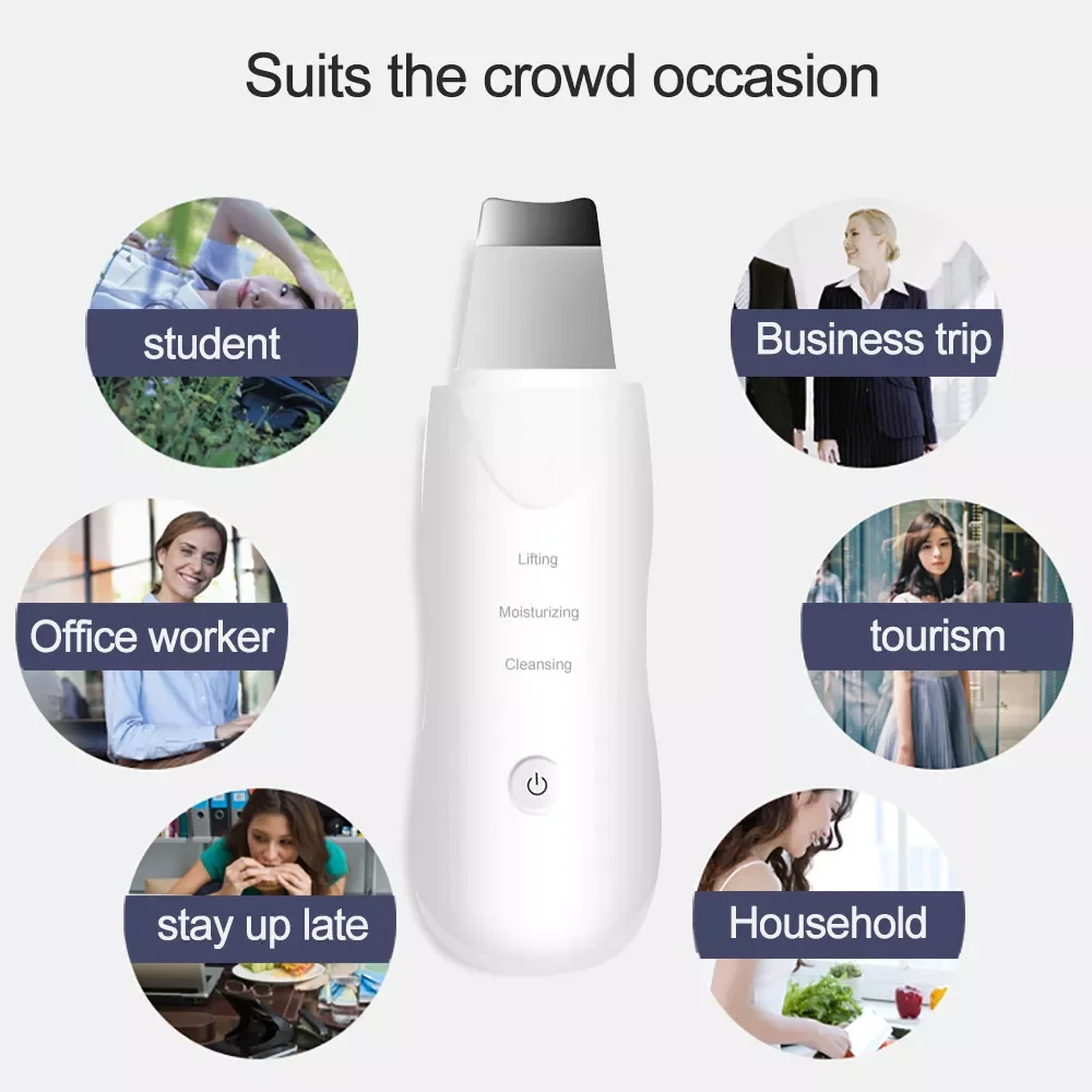 

NEW2023 Machine Peeling Shovel Facial Pore Cleaner Face Skin Scrubber Travel Facial Gloss Ultrasonic Skin Scrubber Deep Face Cle