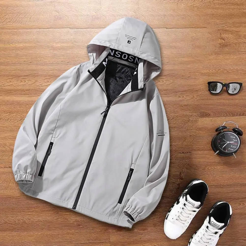 

Men Coat Solid Color Plus Size Loose Cardigan Long Sleeves Warm Casual Zipper Pockets Men Autumn Coat for Daily Wear