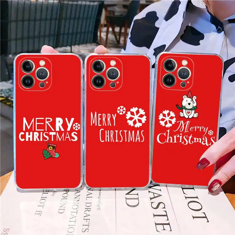 

YNDFCNB Merry Christmas Phone Case For iPhone XR X XS Max 14 13 Pro Max 11 12 Mini 6 7 8 plus SE 2020 Printing Cover