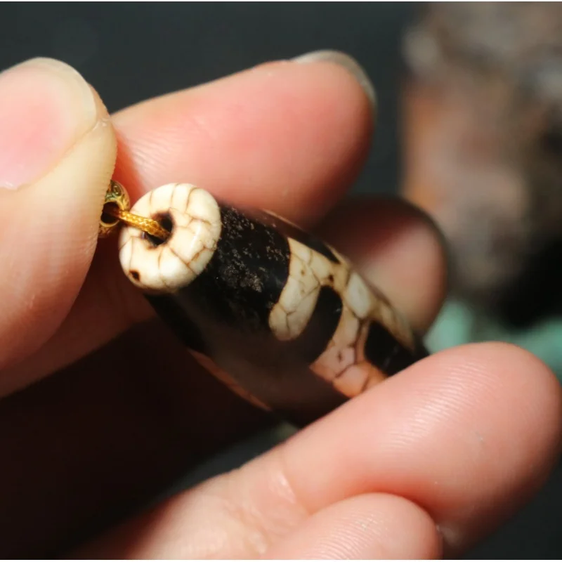 Уникальный Тибетский Старый Агат двойной Wanzi Swastica бусины дзи Amulet Подвеска 4A