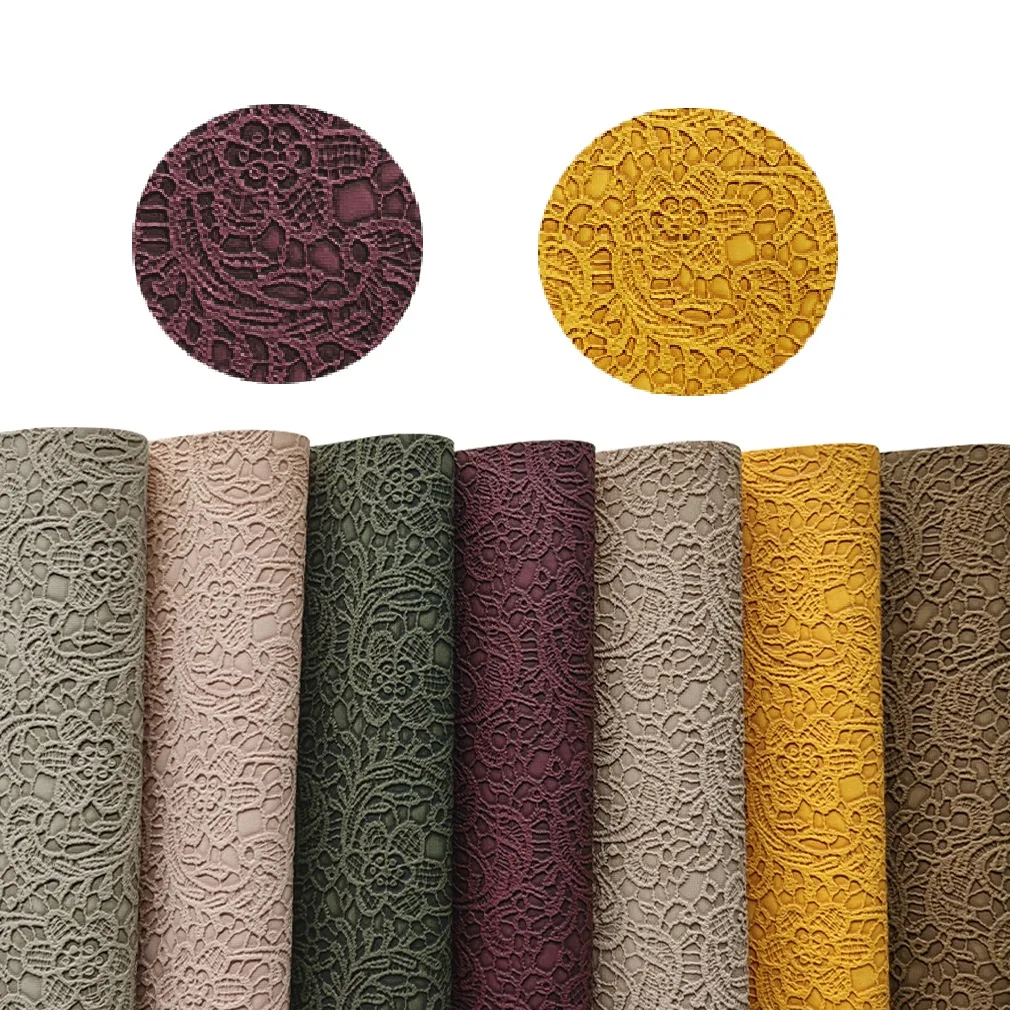 

Lace Flowers Embossed Faux Leather Fabric Sheet Vinyl Synthetic Leatherette For Sewing Earrings Bags Bows Handmade DIY 20*30cm