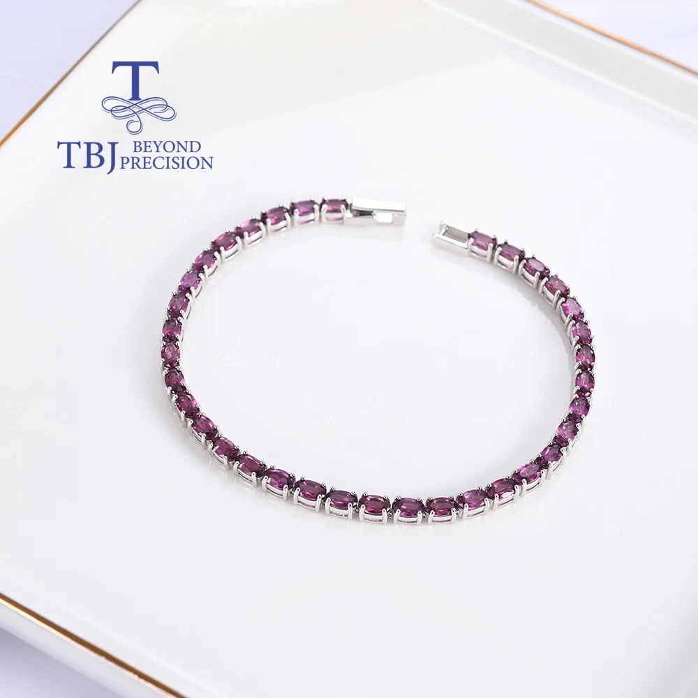 Элегантный серебряный браслет для тенниса женщин натуральный родолит гранат