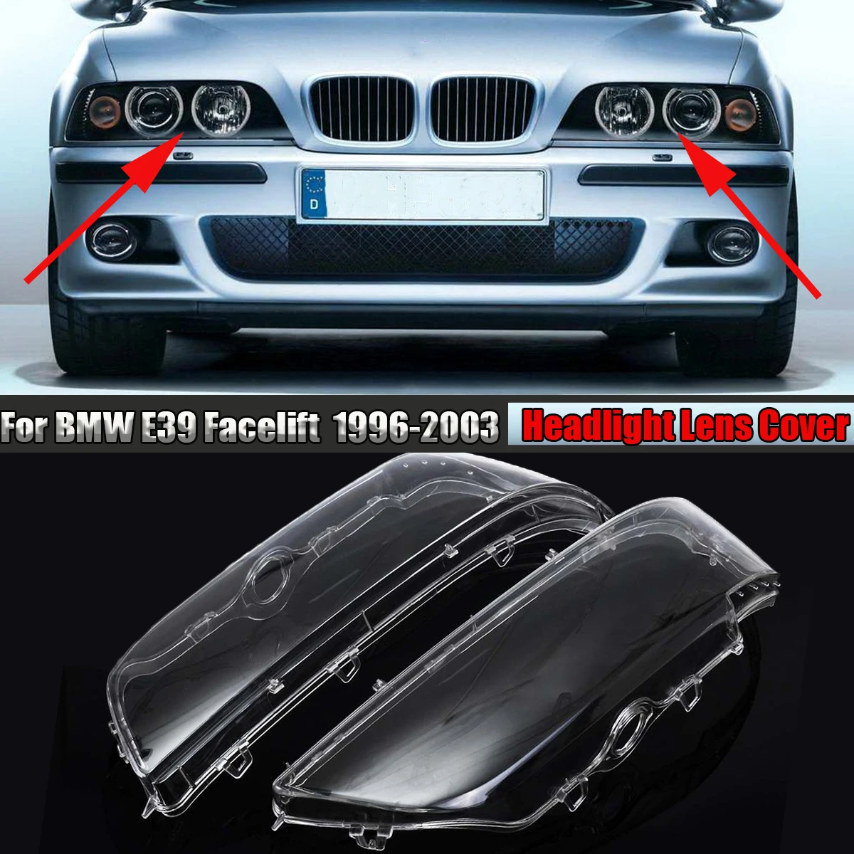 

Headlight Cover Shell Car Headlight Clear Glass Lens For BMW E39 Facelift 1996-2000 2001 2002 2003 #63128375301 63128375302