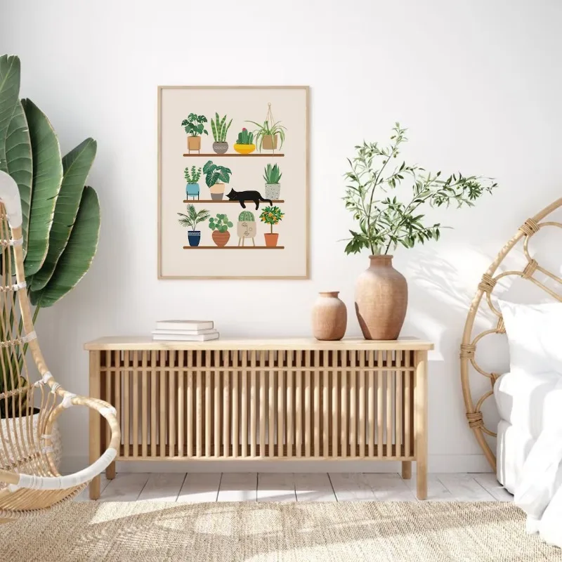 Постеры в стиле бохо для кошек и домашних растений