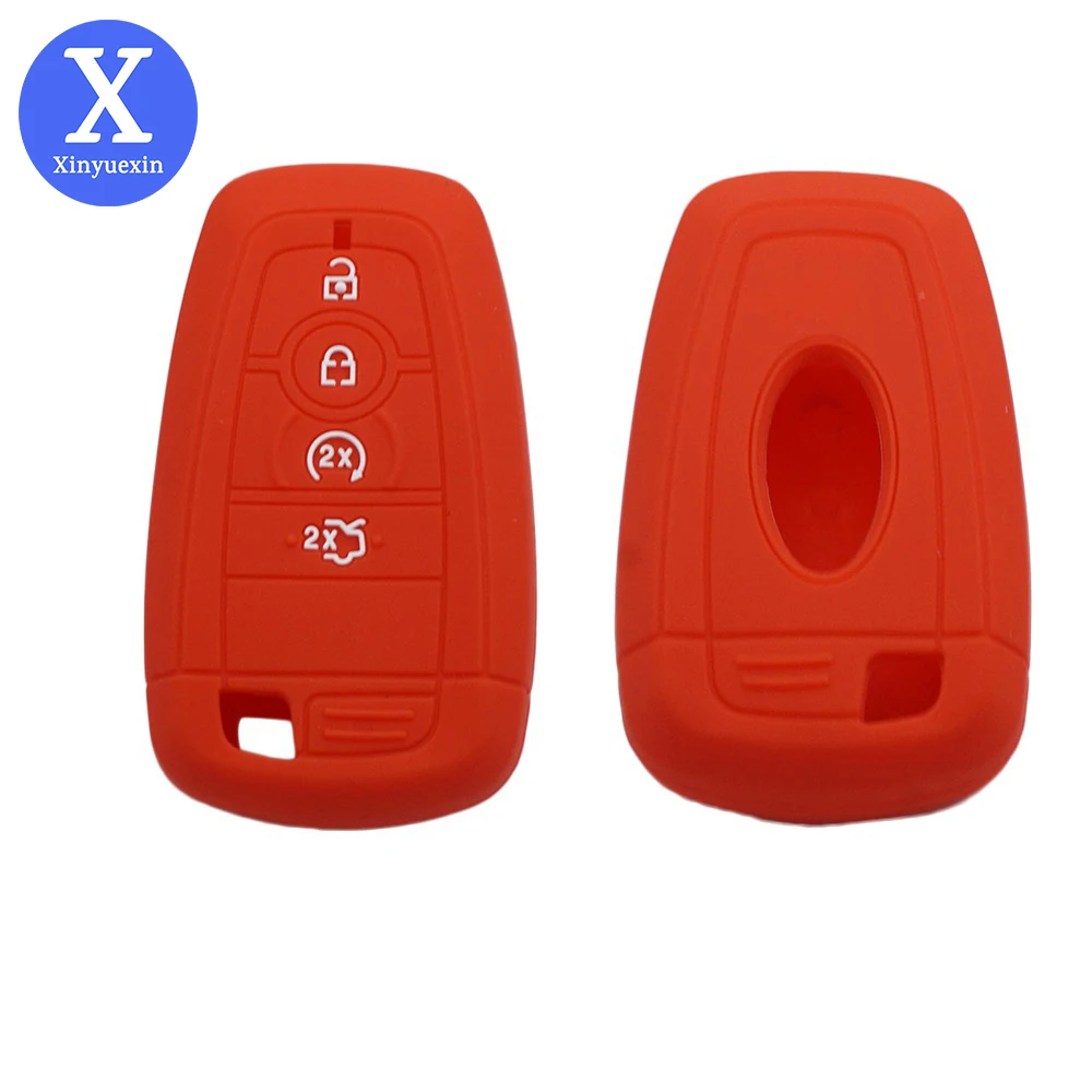 

Xinyuexin Silicone Key Case Cover for Ford Mustang Fusion Edge Explorer F-150 F-250 F350 F450 2017-2020 Remote Keyless Fob Shell