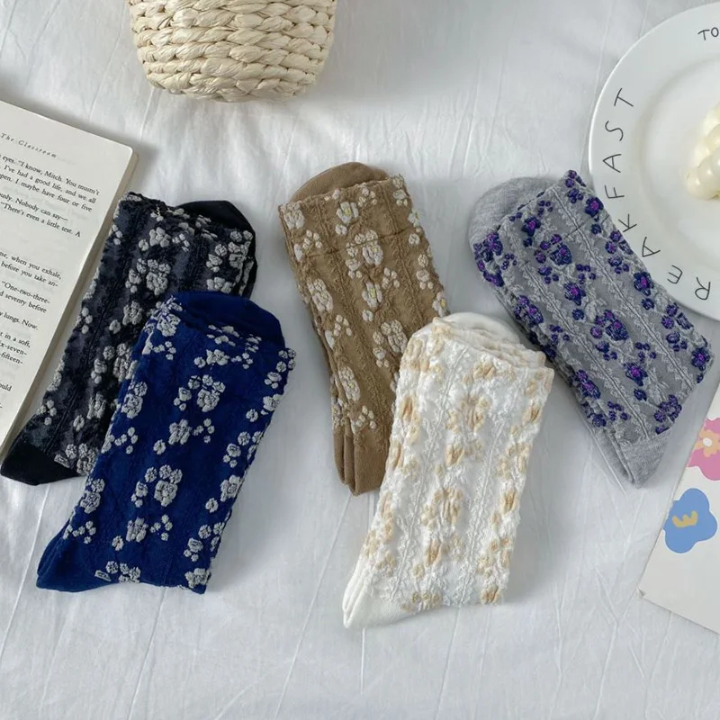 Носки женские зимние в ретро стиле жаккардовые пушистые с 3D рисунком этническом