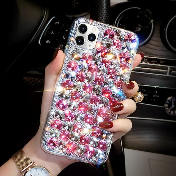 Luxury Crystal Gem Rhinestone Cases For Xiaomi Redmi10X Pro Note10 Pro Max Note 10S 8A 9A 9C Soft Edge Clear Phone Cover Capa