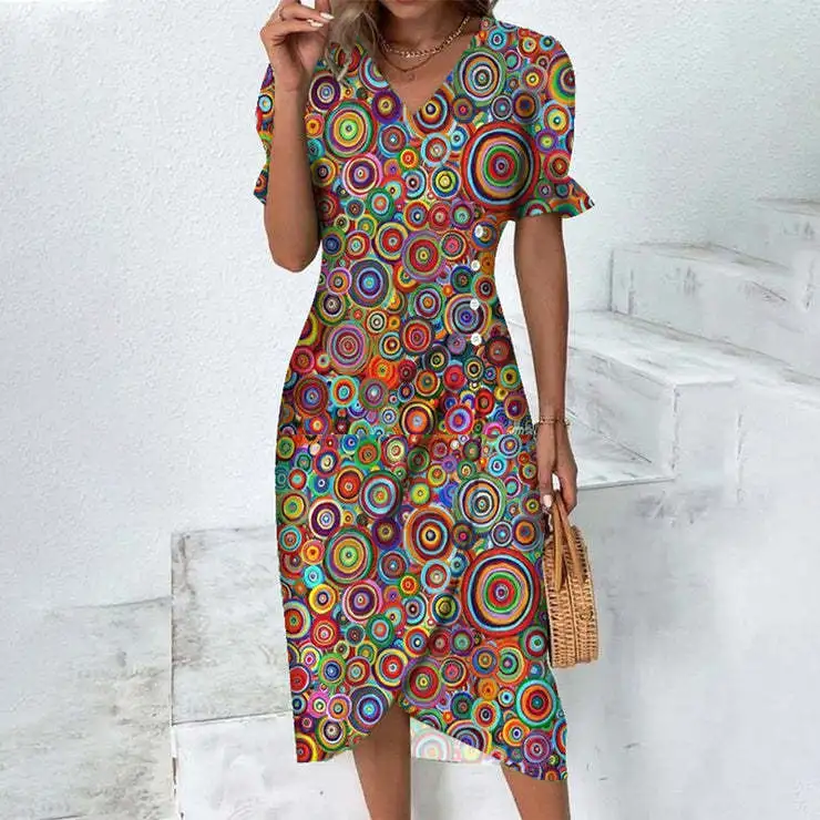 

Женское платье, Новинка лета 2023, модное женское платье с асимметричным подолом и рукавами-фонариками