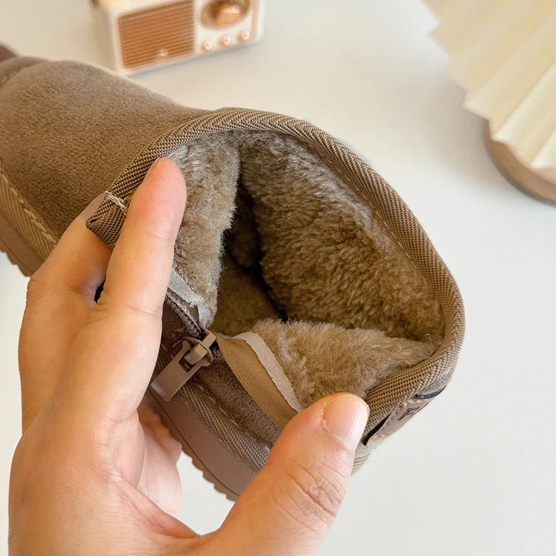 Зимние детские матовые замшевые зимние сапоги Нескользящая зимняя обувь для