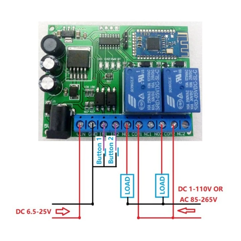2-канальное реле для IOS Android Bluetooth 2 4G RF беспроводной пульт дистанционного