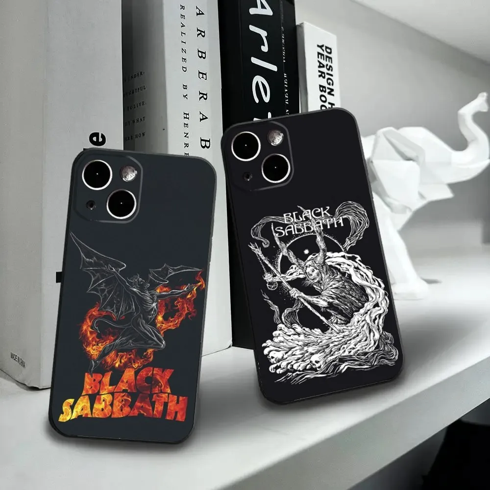 B-Black S-Sabbath S-Smart Phone Case For iPhone16 15 14 13 12 Mini 11 Pro XR X XS MAX 7 8 Plus Silicone Cover Soft Black