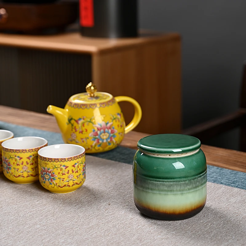 Чайный набор Ge из целадона герметичный чайник керамическая чайная коробка