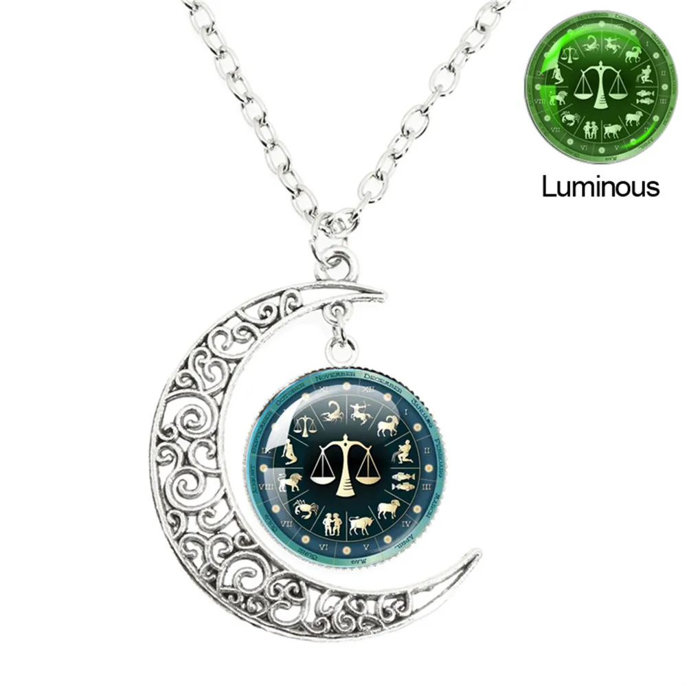Новые цепочки с подвеской в виде Луны светящиеся созвездия 12 знаков ожерелья