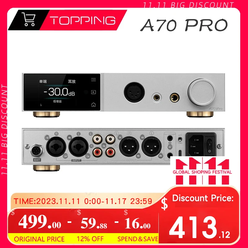 

Усилитель для наушников TOPPING A70Pro XLR/4,4 мм/6,35 мм выход сбалансированный вход A70 PRO усилитель высокого разрешения отличный компаньон A70 Pro