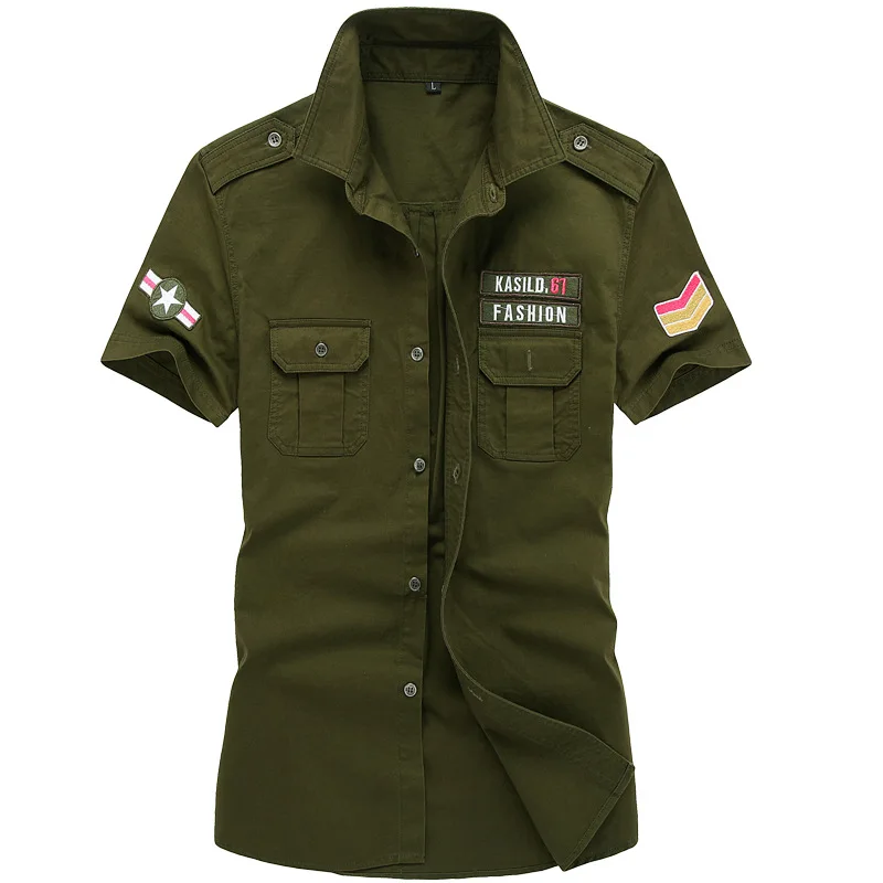 Summer Military Shirt Men Cotton Short Sleeve 101 Airborne Tactical Air Assault Shirts Male Casual Big Size M-6XL Camisa Militar images - 6