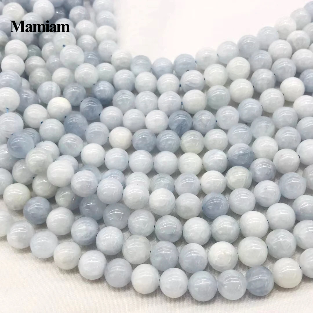 

Mamiam Natural A Blue Calcite Beads 6mm 10mm Smooth Round Loose Stone Diy Bracelet Necklace Jewelry Making Gemstone Gift Design