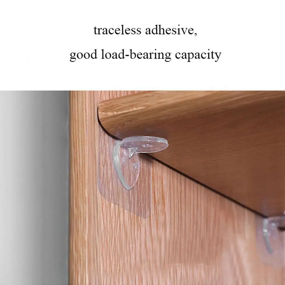 

10pcs Adhesive Shelf Support Pegs Drill Free Closet Partition Bracket Cabinet Support Nail Cabinet Shelf Support Clips
