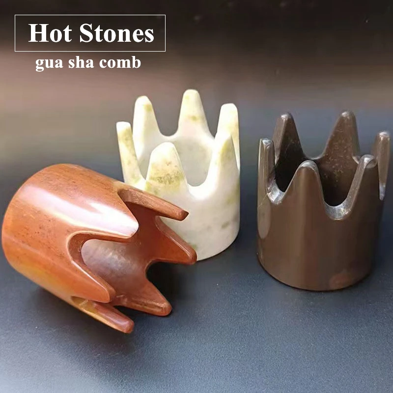 

Natural Jade Bian Stones Gua Sha Therapy Comb Wide Teeth Head Meridian Scraping Body Acupoint Massage Brush Acupuncture Massager
