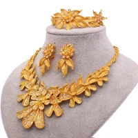 women jewelry set collar necklacebraceletearringsring flower 18k classic arabia indian dubai african wedding party gift