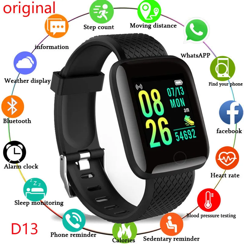 

116 PLUS D13 Plus Smart Bracelet Sports Bracelet Screen Bracelet Sports Pedometer Bluetooth Reminder Heart Rate Blood Pressure