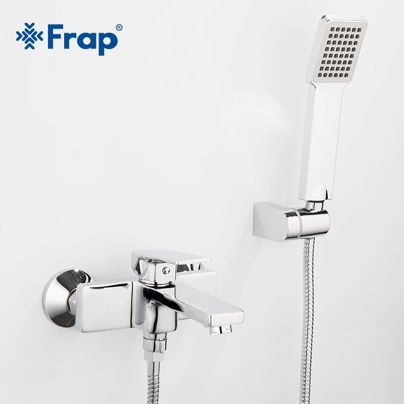 

FRAP Bathtub Shower Faucets Wall Mounted Brass Bathroom Faucet Hot and Cold Water Mixer Tap With Hand Shower Head