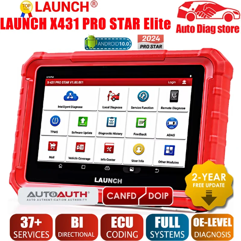 Запуск X431 PRO STAR Полная система Двунаправленный диагностический сканер OBD2 CAN FD DoIP